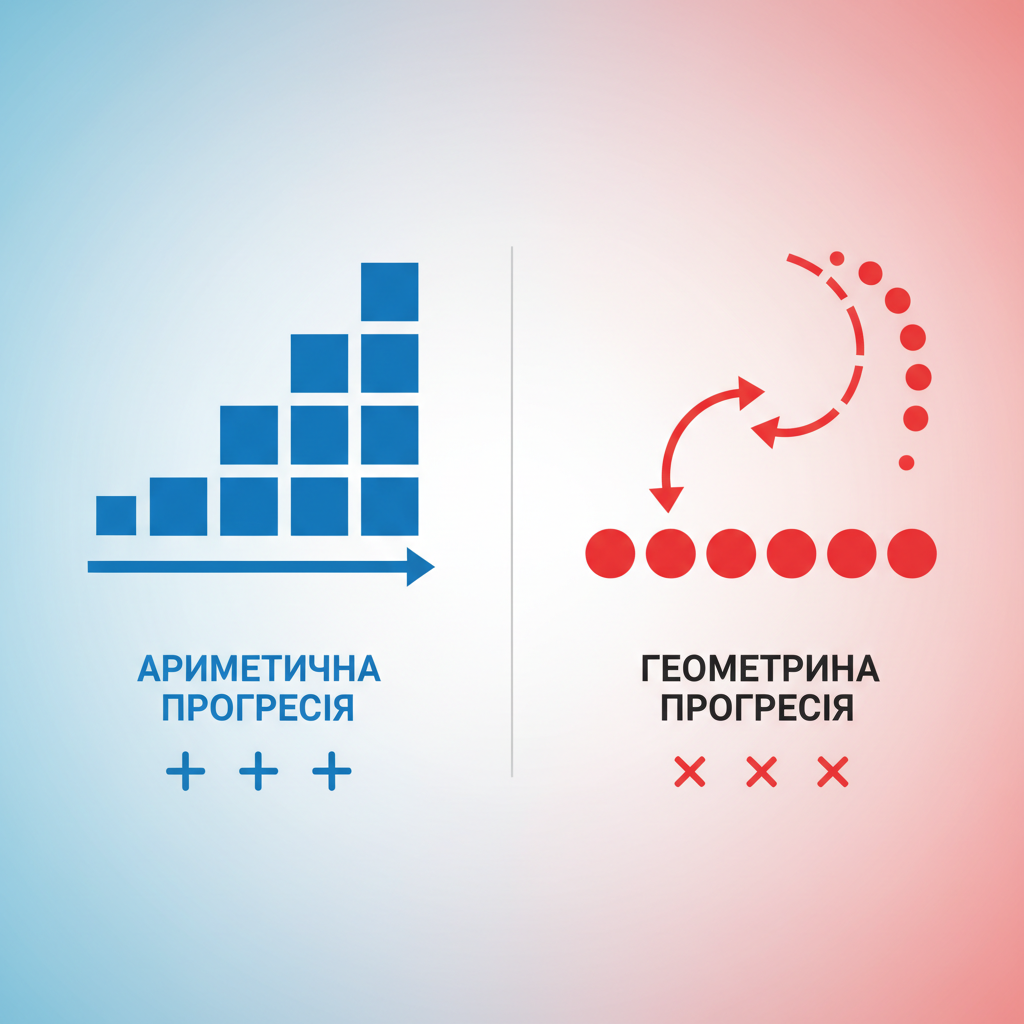 Як відрізнити геометричну прогресію від арифметичної
