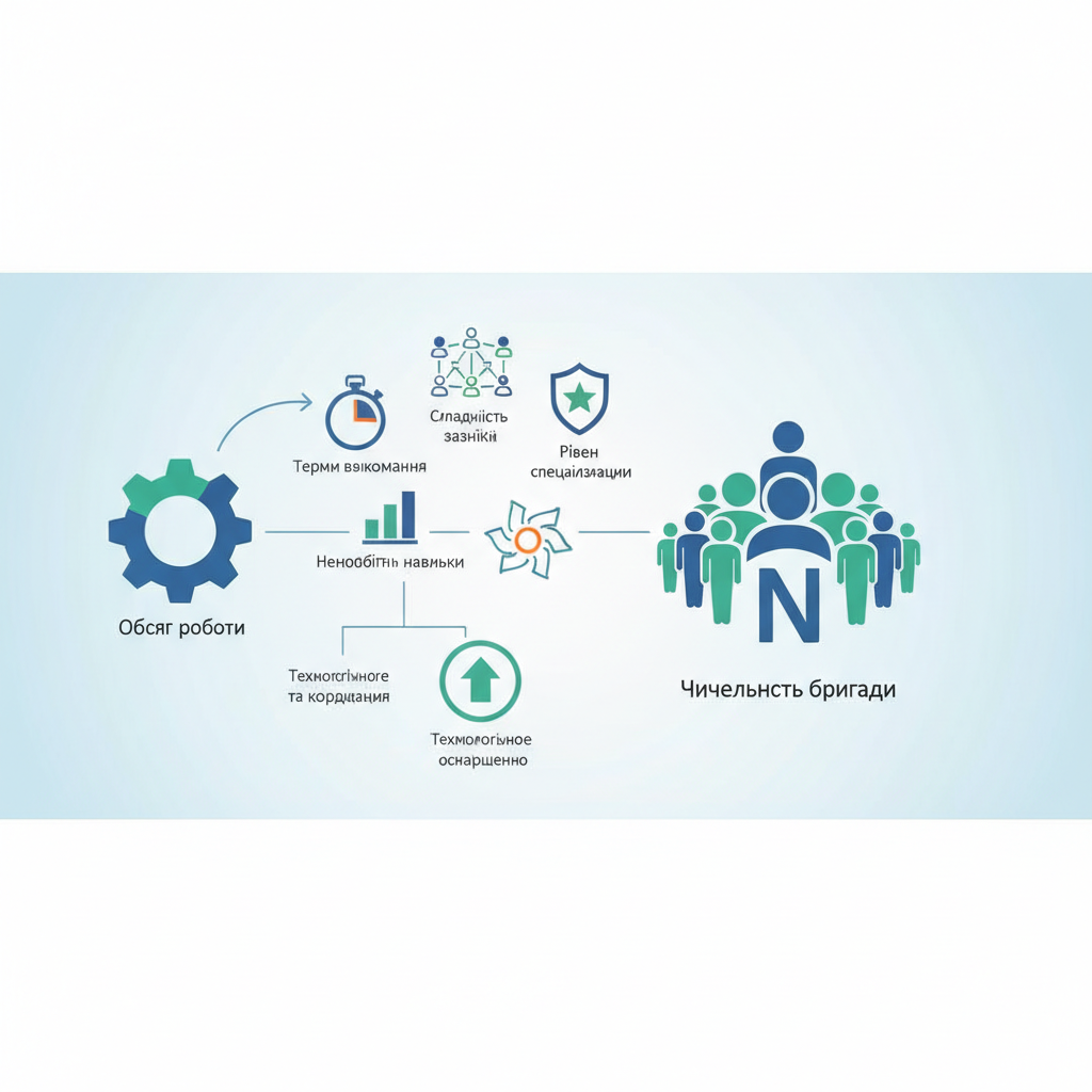 Ключові чинники, що визначають чисельність бригади